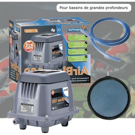Kit Aérateur Pompe à Air Bassin Profond 3000 l/h + Diffuseur bulleur 20 cm et Tuyau (1/5)