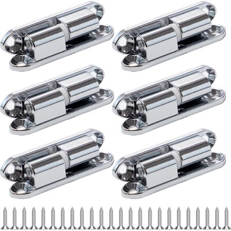 Bisagras para renovación de puertas (6 unidades, 13 x 60 mm, atornillables), extraíbles, con 24 tornillos, para armarios y puertas interiores. (1/5)