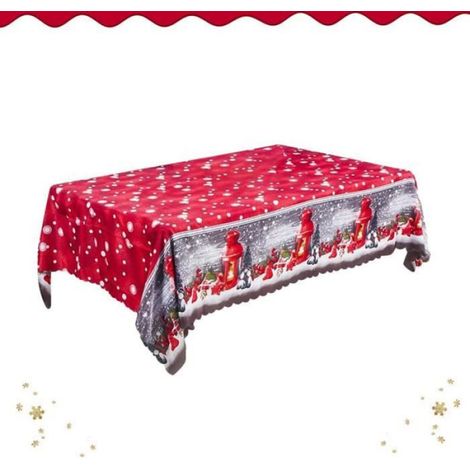 1 Nappe rectangulaire,rouge,synthétique,résistante aux taches,facile d'entretien,décoration de table,Noël (1/4)