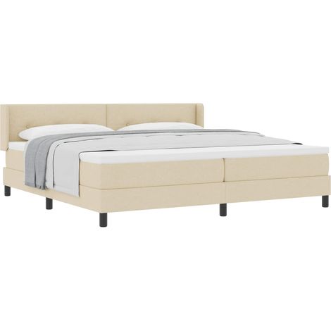 Maison Exclusive - Lit à ressorts avec tête de lit Crème 200 x 200 cm tissu (1/5)