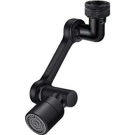 Bras d'extension de pommeau de douche réglable de 12,7 cm (5 po) avec vis de blocage, laiton noir mat effet pluie, angle et hauteur réglables, installation facile, G1/2 (1/5)