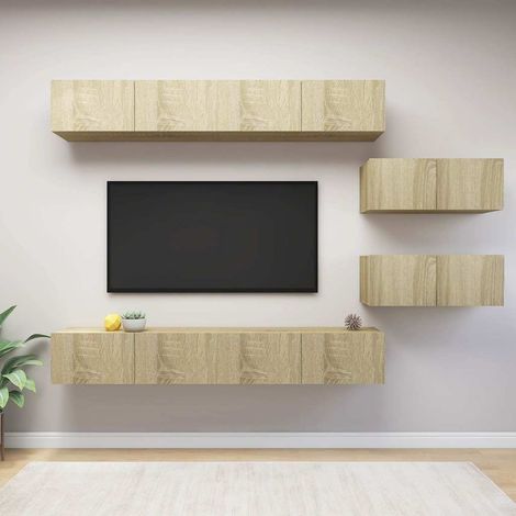 vidaXL 6 Piece TV Cabinet Set Sonoma Oak Engineered Wood (1/5)