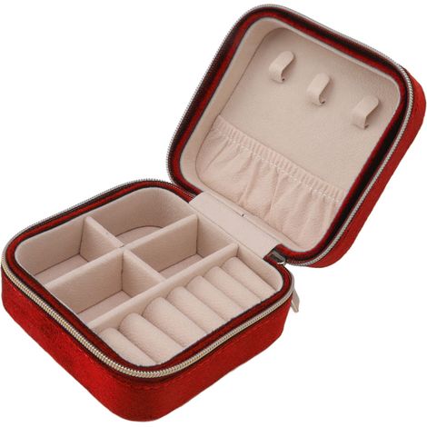 Boîte à bijoux de voyage en velours, organisateur à 2 compartiments, petit étui de rangement portable pour colliers, bagues, boucles d'oreilles et bracelets, type 6 (1/5)