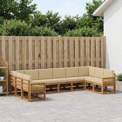 vidaXL Outdoor-Sofagarnitur 10 pcs Natur und Beige Massivholz Akazie (1/5)