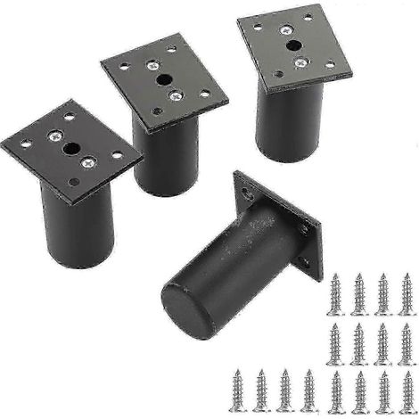 Quatre pieds noirs réglables de 80 mm, adaptés aux cadres de lit, meubles bas, etc., TroveMart SZRH (1/5)