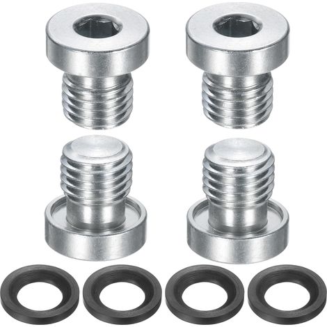 4Pcs Bouchon À Embout Hexagonal Intérieur M12x1.75, Bouchon Fileté En Acier Au Carbone Universel Avec Joint Torique Noir Pour Fermer Les Évacuations (1/5)