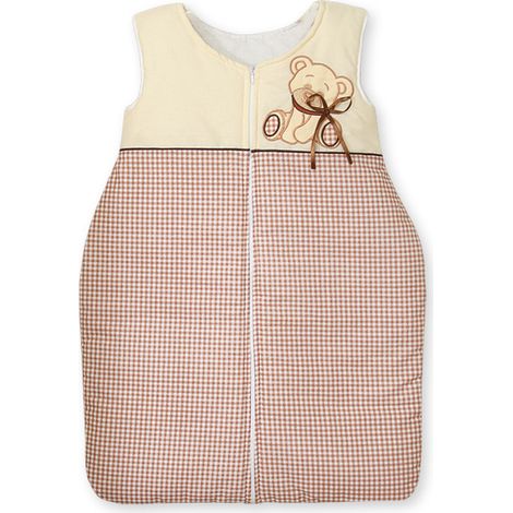 Saco de dormir de algodón para niños de 6 a 12 meses, TOG 2.5, aislante para todo el año, osito de peluche con lazo marrón. (1/3)
