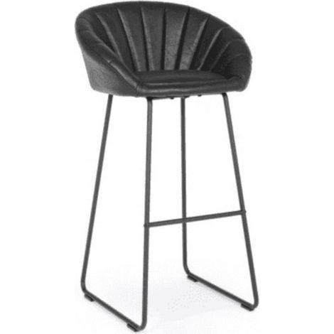 Sgabello bar in ecopelle vintage nero Jacky Bizzotto