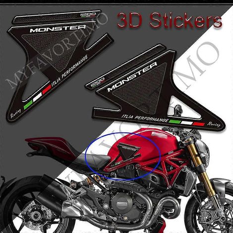 Autocollants 3D pour moto Ducati Monster 1200 SR 1200s : protection de réservoir, poignées, autocollants, kit de protection pour les genoux et les genoux - Monster 12002 (1/5)