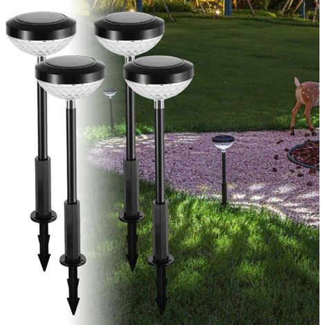 Lot de 4 lampes solaires avec piquet de terre pour éclairage de jardin-AquaForge (1/5)