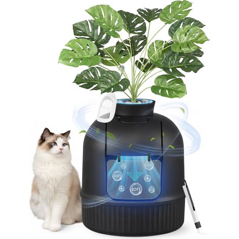 Meuble Litière Chat, avec Fausse Plante, Filtre à Charbon (1/5)