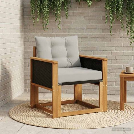 Canapé de Milieu Extérieur en Bois d'Acacia Massif Naturel avec Coussins Gris Clair - PANGIVO (1/5)