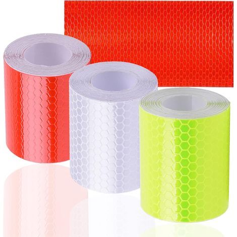 3-Pack Self-Adhesive Reflective Tape, Reflective Safety Warning Tape, Safety Marking for Car/Motorcycle/Bicycle/Night Activities (5cm x 3m) (1/5)