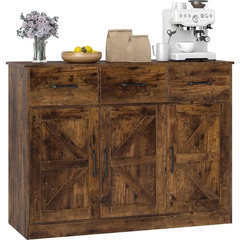 COSTWAY Credenza da Cucina, Armadio con Ripiani Regolabili e Ante, Armadietto per Cucina, Sala da Pranzo e Soggiorno, 108 x 38 x 81 cm (Marrone) (1/5)
