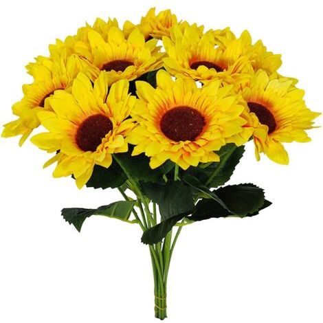 BUNTHAUS 10pcs Tournesol Fleur Artificielle Latex Vrai Bouquet de Mariée Décoration De Maison (1/3)
