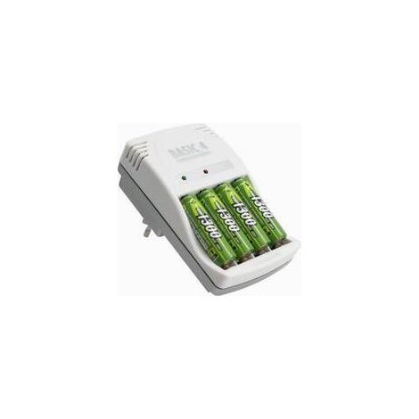 Caricabatterie per batterie ricaricabili + 4 batterie tipo stilo AA
