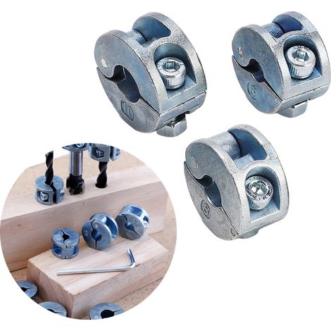 Jeu de 3 forets, bague de butée de profondeur de perçage, bague de limitation ouverte (1/5)