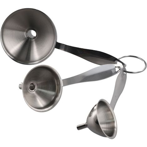 Embudo de acero inoxidable 3 en 1 para llenar botellas, juego de embudos pequeños de cocina para transferir aceite. (1/4)