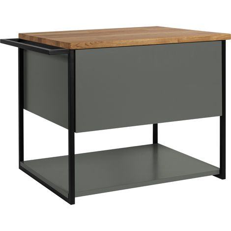 Meuble sous vasque suspendu LOV VERT avec porte-serviettes et plan en bois 60 cm (1/5)