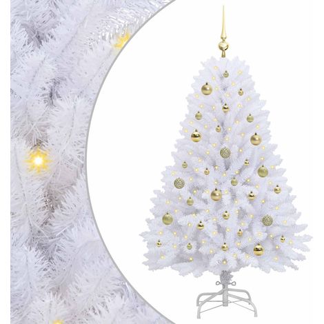 Artificial Hinged Christmas Tree White 150 cm PVC and Steel vidaXL