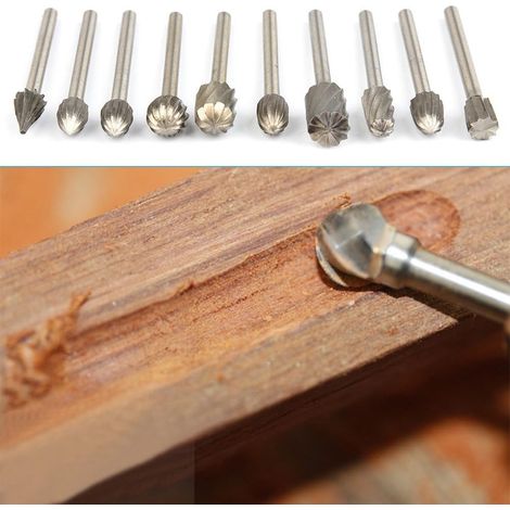 Holzbearbeitungs-Rotationsfeile, Hochgeschwindigkeits-Stahlfräser-Bits, 20-teiliges 3-mm-Schleiffräser-Set für Holzgravur und Schnitzerei (Silberfarbe)