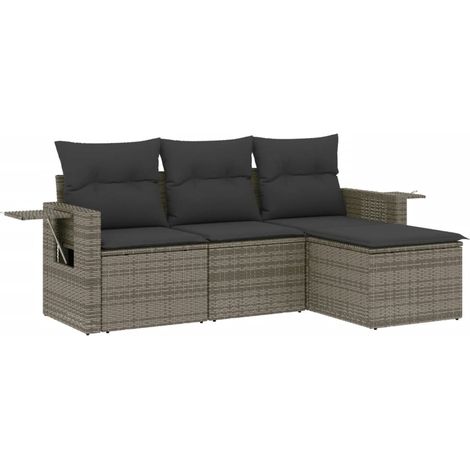 Maison Exclusive - 4-tlg. Garten-Sofagarnitur mit Kissen Grau Pol