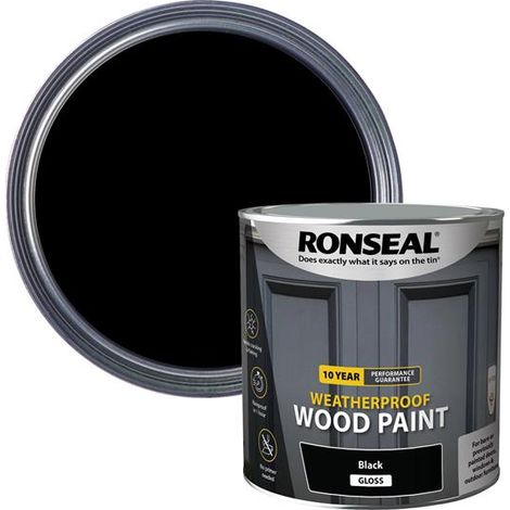 Ronseal 38781 10 Year Weatherproof Wood Paint Black Gloss 2.5 litre RSL38781