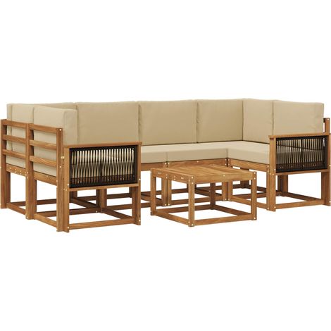 Outdoor-Sofagarnitur mit Kissen 5 pcs Natur vidaXL