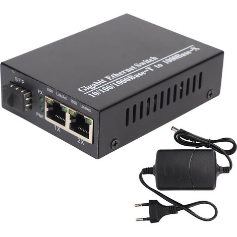 Convertisseur fibre optique Gigabit SFP vers RJ45, transceiver multimode, compatible multifonction, alimentation 100-240V prise UE (1/5)