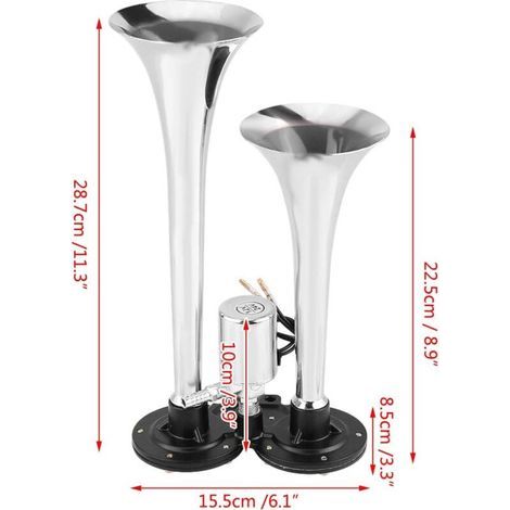 Superlautes 150-dB-Doppelhorn, 12/24 V, wasserdichtes Bootshorn, ideal für Auto, LKW, SUV und Boot (1/5)