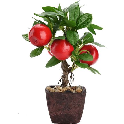 Árbol de limón bonsái, maceta de fruta artificial de aspecto vívido para decoración de mesa, escritorio, oficina, baño y accesorios para fotos (220309TW06-2) (1/4)