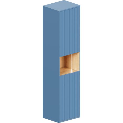 BERNSTEIN - Meuble Colonne Armoire suspendue Bleu azur mat MDF 42x170x35cm (LxHxP), Charnières flexibles gauche/droite - BELDIVO (1/5)