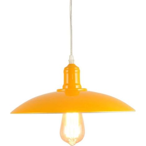 Suspension industrielle vintage Edison, plafonnier classique en métal pour hall d'entrée, bar, restaurant, bureau, style rétro, sans ampoule, douille E27 (jaune)