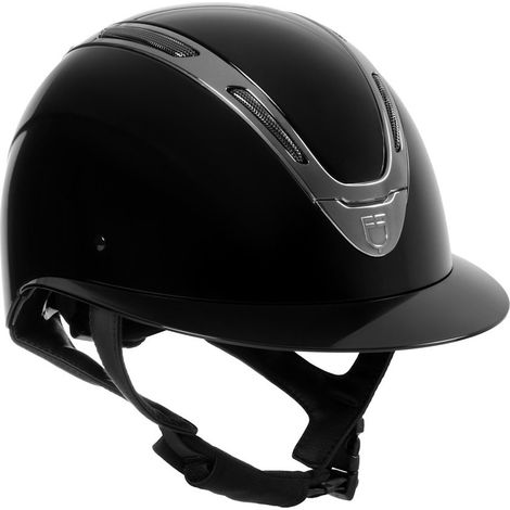 55-57 cm, nero / grigio gunmetal: Cap donna modello Apocalypse calotta lucida con visiera larga e cinturino in ecopelle (1/5)