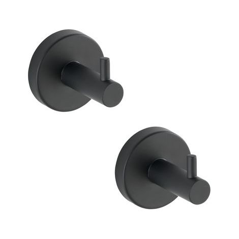 Wenko – Patère murale noire inox mat double – Set de 2 crochets pour salle de bain – Fixation facile – Design industriel élégant - INOX 2 ER SET (1/2)
