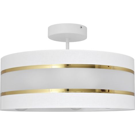 Helam HELEN Plafonnier Cylindrique Blanc, Or 40cm