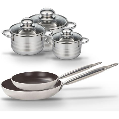 Lot 2 Poêles 24/28cm et 3 Faitouts 12/14/16cm Elo Bistro Line (1/5)
