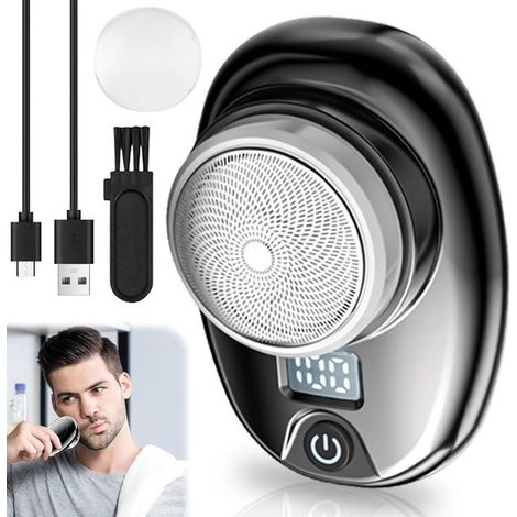Mini afeitadora eléctrica portátil para hombre - Recargable por USB tipo C - Uso en seco y húmedo - Con indicador de batería (1/5)