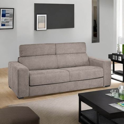 Divano letto Crien 3 posti con poggiatesta reclinabili colore tortora roma 10 (1/5)