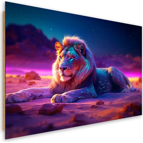 Deco panel print, Lion Nature Animal Neon - 60x40 (1/5)