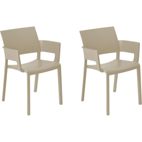 Set 2 sillas con brazos interior, exterior arena FIONA Resol