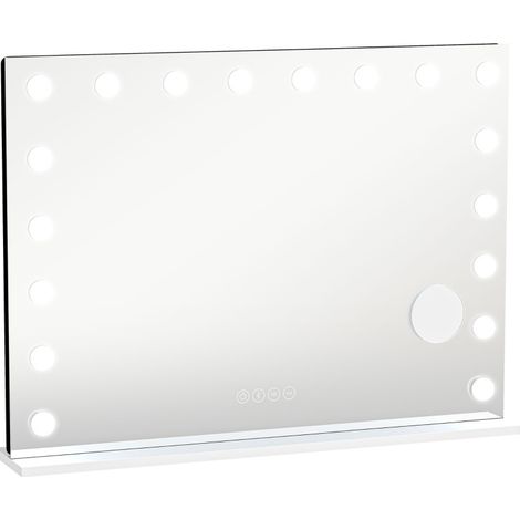 CHICFURN Specchio da trucco Hollywood 80 x 60 cm bianco, LED dimmerabili, Bluetooth (1/5)