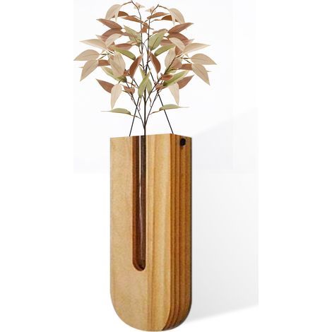 Vase mural en bois, décoration de ferme moderne, jardinière pour entrée, couloir, chambre à coucher, marron foncé (1/4)
