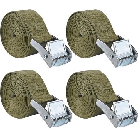 Sangles d'arrimage à cliquet et boucle, adaptées aux charges lourdes, idéales pour les planches de surf, les kayaks et les camions (2 mètres, 4 sangles) (1/5)