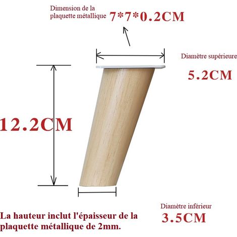 MINKUROW 4 Pezzi Gambe Per Mobili In Legno Altezza: 12,2 Cm Rotonde, Affusolate (Design Inclinato) Materiale: Legno Massello Per Sedie, Tavoli, Armadi, Ecc. (1/4)