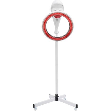 Casque sèche-cheveux sur pied blanc – Infrarouge 950W, écran LCD, hauteur réglable 157-178 cm – Pour salon de coiffure et esthéticienne (1/5)