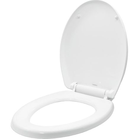 Sedile wc copri water tavoletta vaso universale bianco polipropilene pp sistema soft closing bagno pezzi 1 (1/5)