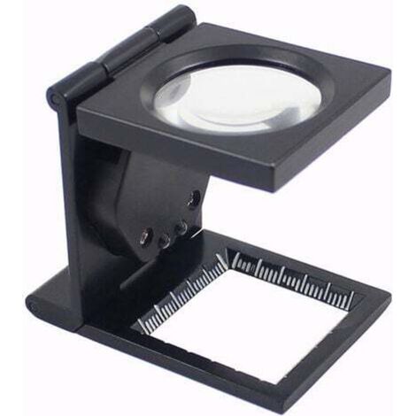 Tischlupe mit 10-facher Vergrößerung und LED-Beleuchtung, Fadenzählhilfe aus Zinklegierung und Glas, faltbar, mit 2 LED-Leuchten, großer Linse, Leselupe für Zuhause, Basteln, Schmuckherstellung, Texti (1/5)