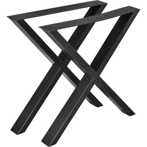 Juego de 2 patas de mesa patas de mueble de metal mesa de comedor 72 cm negro 030003656