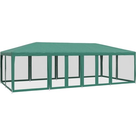 Tente de fête avec 12 parois latérales en maille vert 8x4m PEHD (1/5)